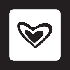 Heart icon vector. Love logo design. Heart vector icon illustration in square isolated on black background