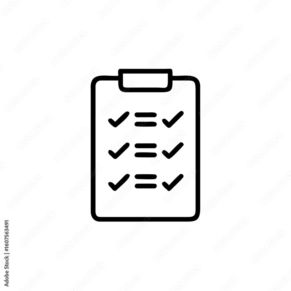 Poster outline icon a checklist with three rows checkmarks task