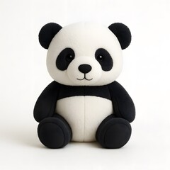 Soft Panda Plush Toy Sitting Upright Against a Plain White Background