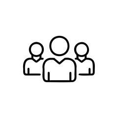 Outline icon three people grouped together on symbol human