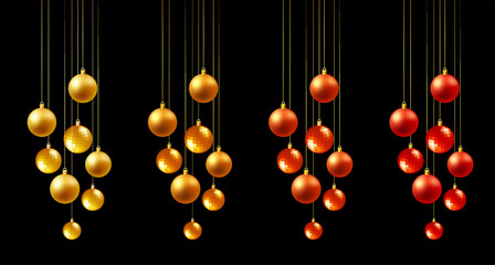 Color Christmas Baubles set isolated on white background.