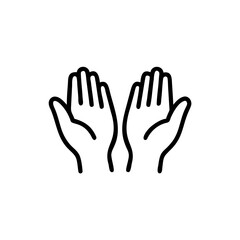 Outline open hands reaching upwards on gesture