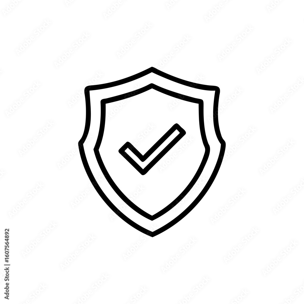 Poster outline shield with checkmark icon on tick security