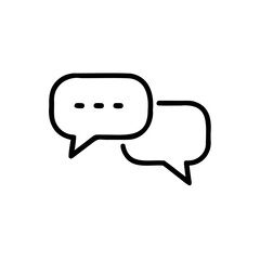 Outline two connected speech bubbles with dots chat message