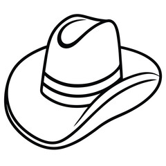 Outlined Cowboy Hat Icon Western Symbolism and Stylized Line Art Design Image