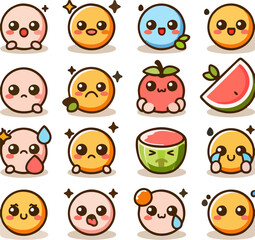 Fototapeta premium Minimalist Cute Emotion Face Vector Set 29