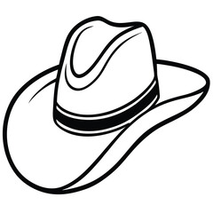 Classic Cowboy Hat Illustration with Dark Lines and White Fill, Southwestern Style