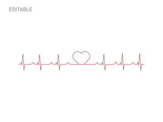 A simple yet evocative image featuring a heart nestled within a red EKG heartbeat line, symbolizing love, health, and life. Perfect for medical, wellness, or Valentine's Day themes.