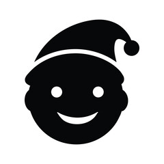 cartoon boy with Santa  hat silhouette