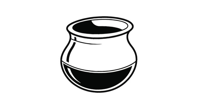 Traditional Mexican Clay Pot Vector Illustration for Cultural Celebrations and Independence Day Events, Black and White Graphic Asset