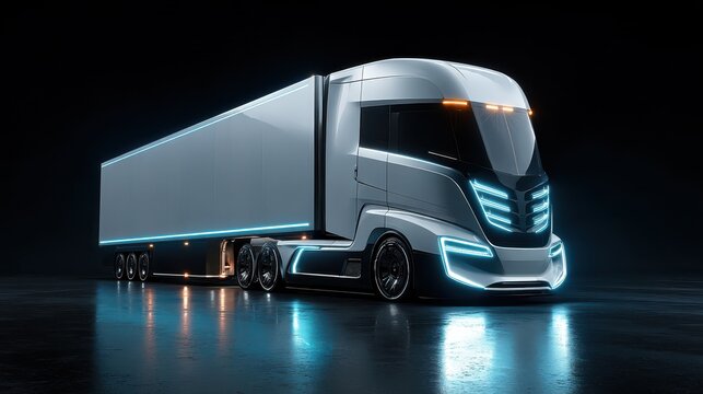 AI-Powered Autonomous Electric Truck in Futuristic Logistics, Generative AI