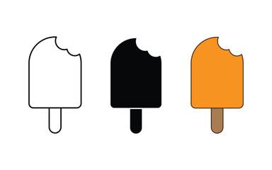  Ice cream with stick icon, summer ice sweet cream stick vector icon. line, colorful, and silhouette styles for modern design.