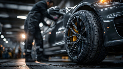 Mechanic Performing Tire Rotation and Balancing – Professional Auto Maintenance for Safety and Performance