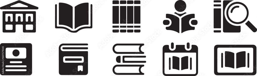 Poster collection of educational and library icons books learning vector bundle collection set pack templat