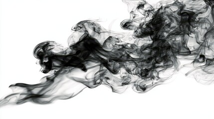 Fototapeta premium dynamic black smoke swirls on isolated background - atmospheric abstract vapor for artistic design and visual impact