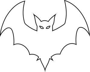 Minimal bat outline vector. Scary animal icon perfect for Halloween art, eerie posters, and dark-themed graphics.

