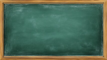 Dirty empty blackboard. Green chalkboard with wooden frame and chalk for classroom or restaurant menu illustration, no logos, no brands