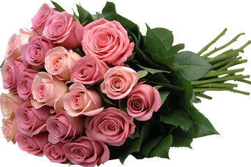 Naklejka premium Pink roses bouquet isolated on a transparent background