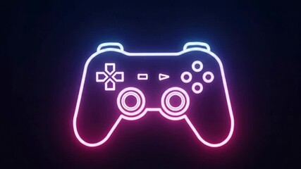 A glowing neon outline of a game controller on a dark background, representing video gaming, technology, streaming, and modern entertainment for players. - Powered by Adobe