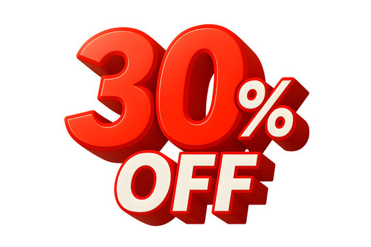 Bold red 30 percent off sale discount graphic