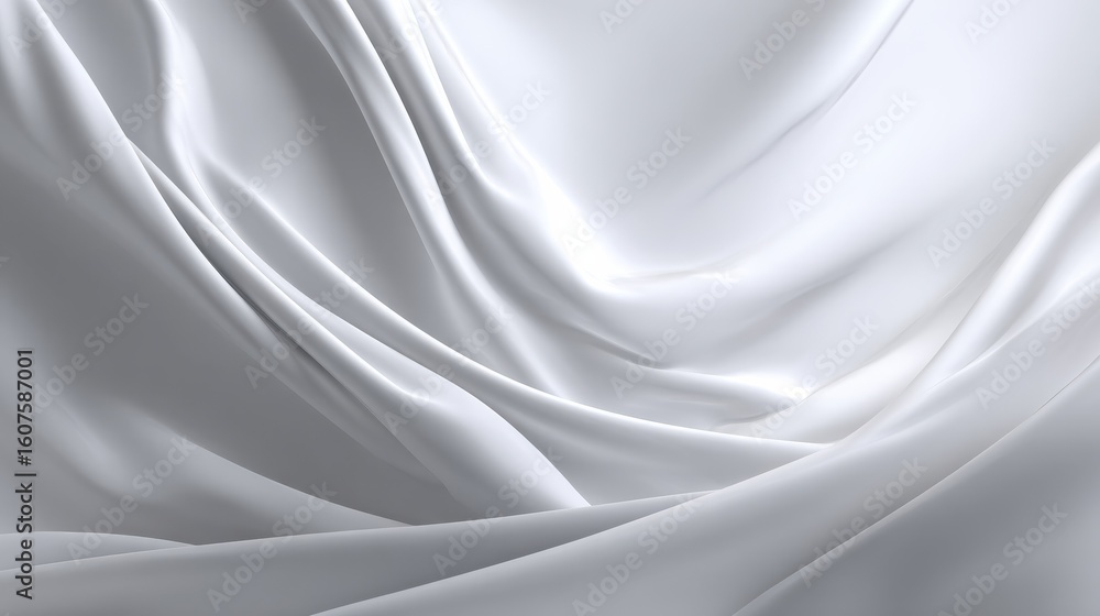Poster elegant abstract of flowing white fabric creates a soft, calming and minimalistic background with su