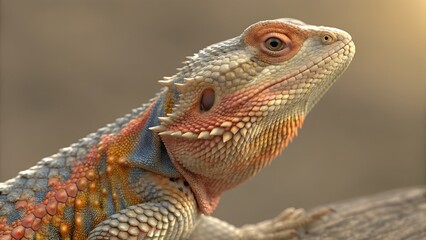 Obraz premium Scene showing 3D model of a desert lizard’s skin — layered scales, pigment cells, heat regulation in effect