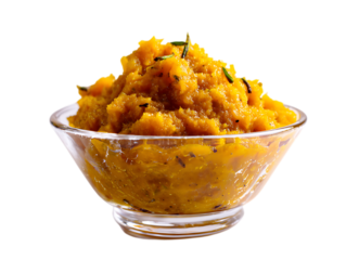Bangladeshi Aam Tok Mango Chutney in a Bowl on transparent on white background