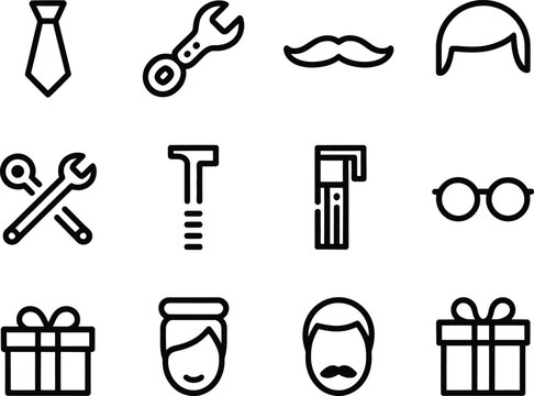 Collection of father s day icons representing dad s interests and gifts - Powered by Adobe