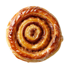 Fototapeta premium Top View of a Glazed Cinnamon Roll with Swirled Layers