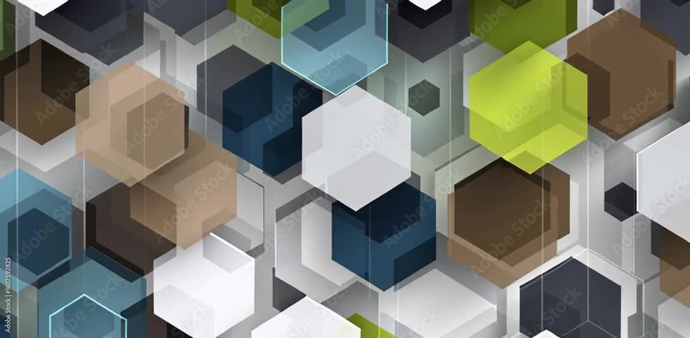 Poster abstract background with hexagons and blocks, a technology concept banner design digital data scienc