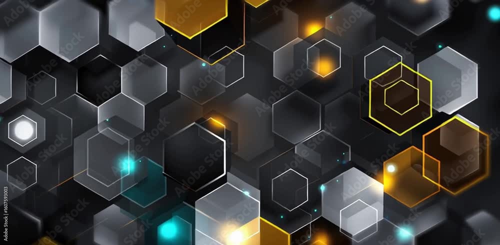 Poster background with hexagons and blocks for technology, digital, or business concept design abstract, fu