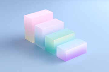 Obraz premium A modern graphic showcasing four pastel-colored rectangular blocks arranged like descending steps. This illustration creates a sense of visual interest and simplicity.