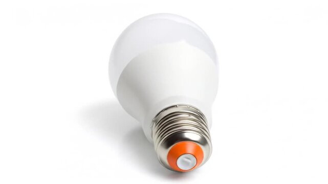 E27 Led Light Bulb with White Body and Orange Base on White Background Modern Lighting Solution Energy Efficient Bright Light Source