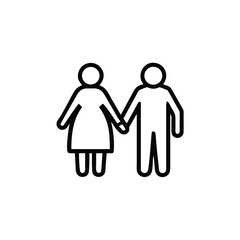 Minimalist outline icon a couple holding hands love relationship