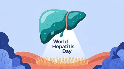 World Hepatitis Day: A vibrant illustration showcases a stylized liver, casting a spotlight over World Hepatitis Day