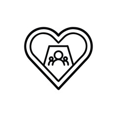 Outline heart shape containing abstract figures inside a frame love family