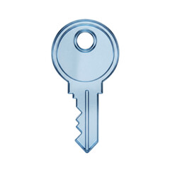 Blue glass key icon for access and solutions