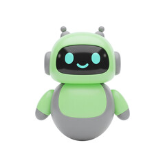 Cute green robot mascot for customer service