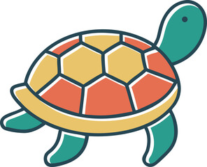 Obraz premium Orange turtle, marine animal or pet icon 