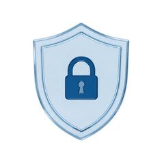 Blue glass shield icon for security and protection
