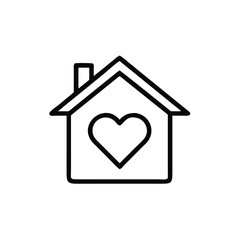 Simple outline a house with a heart inside home love