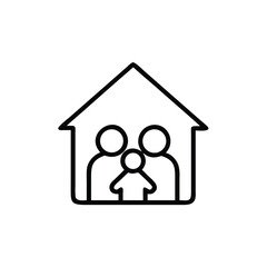Simple outline icon a family inside a house shape home symbol