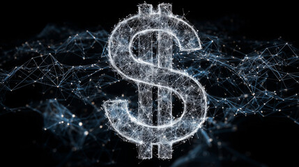 dollar symbol with network knots in the background symbolizing the new cbdc digital currency