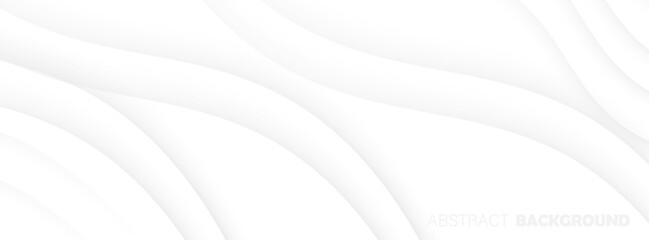 3D white geometric abstract background overlap layer on bright space with waves decoration. Minimalist modern graphic design element cutout style. presentation in website