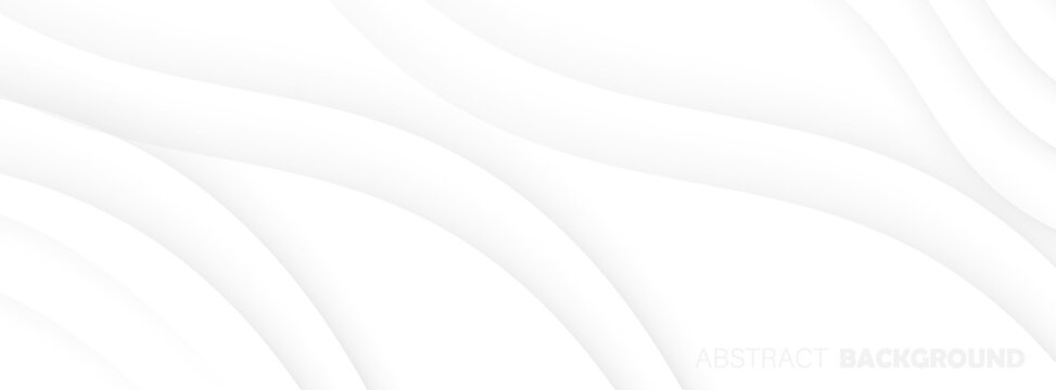 3D white geometric abstract background overlap layer on bright space with waves decoration. Minimalist modern graphic design element cutout style. presentation in website