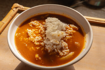 Curry soup with rice