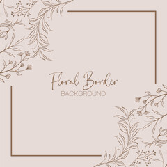 Minimal Elegant Floral Wedding Invitation. Save the Date Card with Floral Border design