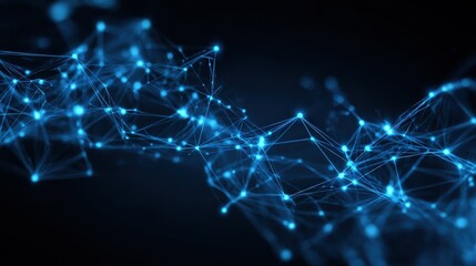 Abstract connected dots on bright blue background. Technology concept, no logos, no brands