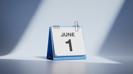 June 1st Calendar Flip Memo Page Reminder with Paperclip
