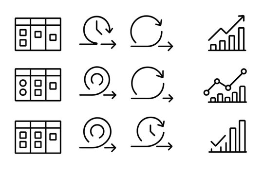 Contour vector line agile symbol strategy outline icon minimal set icons prompt